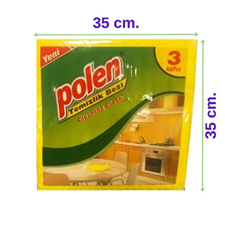 Polen 3'lü Sarı Temizlik Bezi 35 x 35 cm. x 20 Paket